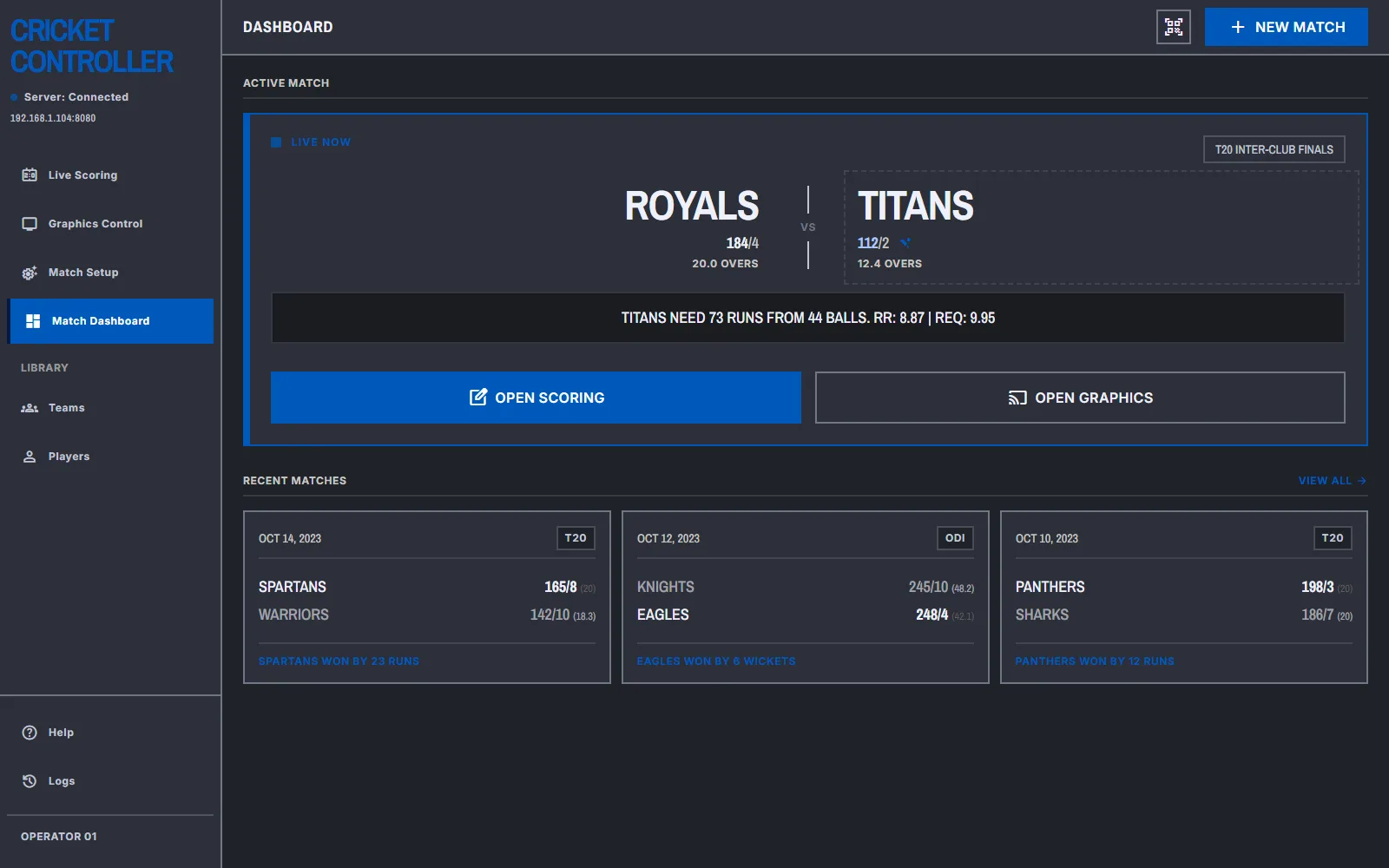 Cricket Live Scoreboard & Overlay — screen 2